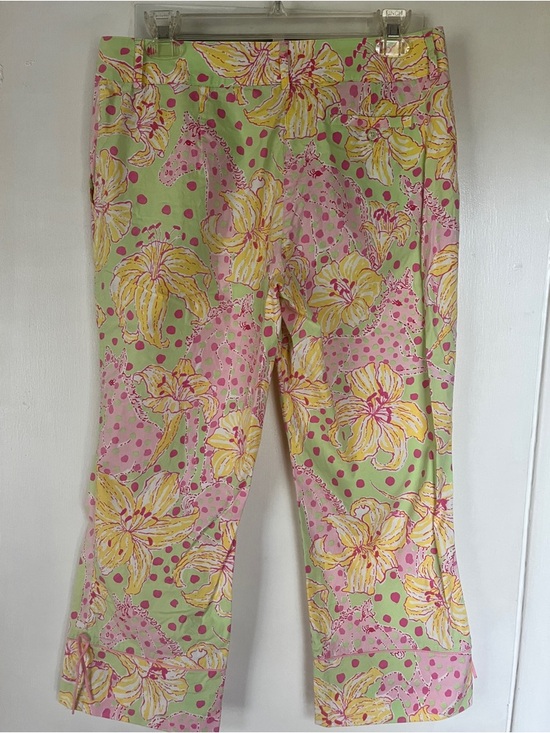 Lilly Pulitzer Floral Cropped Pants - Green/Pink/Yellow - Picture 4 of 6